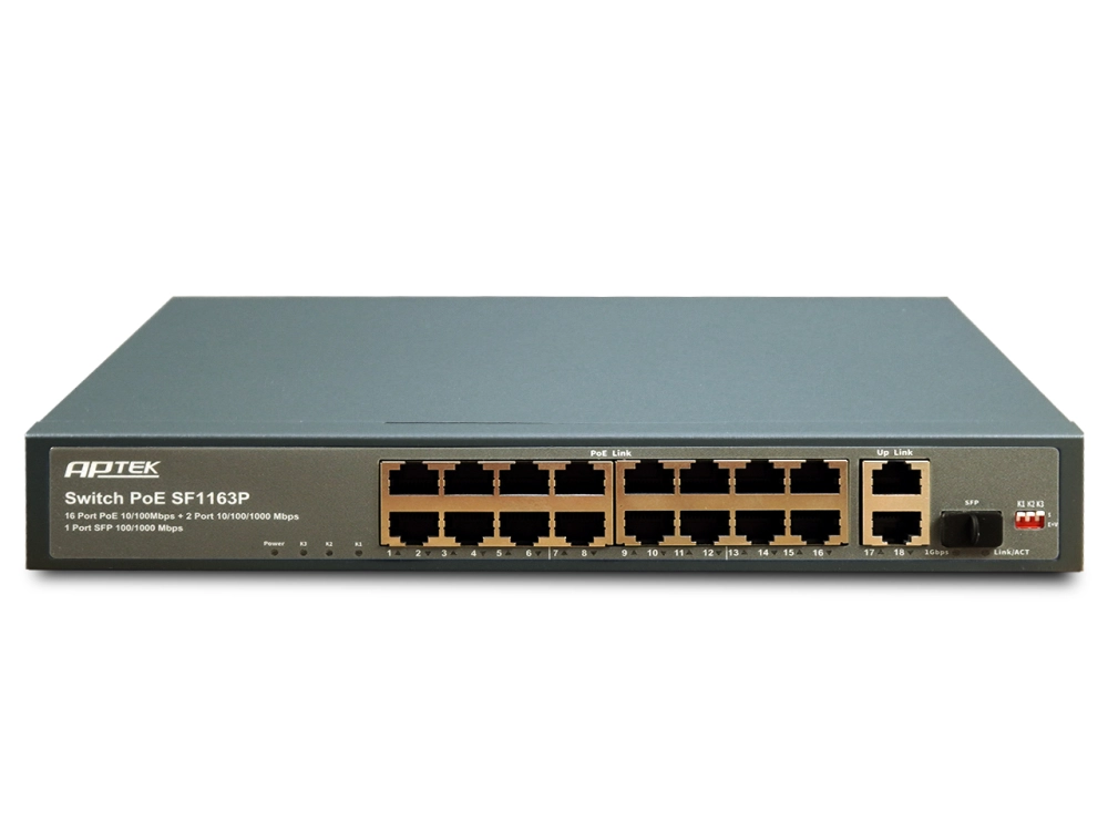 Thiết bị mang Switch PoE Aptek SF1163P (16 port PoE )