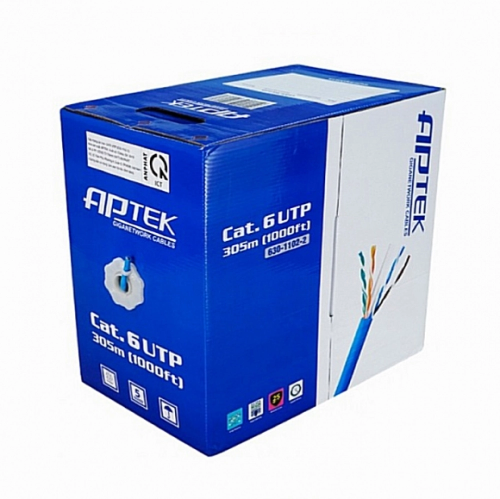 Cáp mạng APTEK CAT.6 UTP Copper, 23AWG, vỏ nhựa PVC