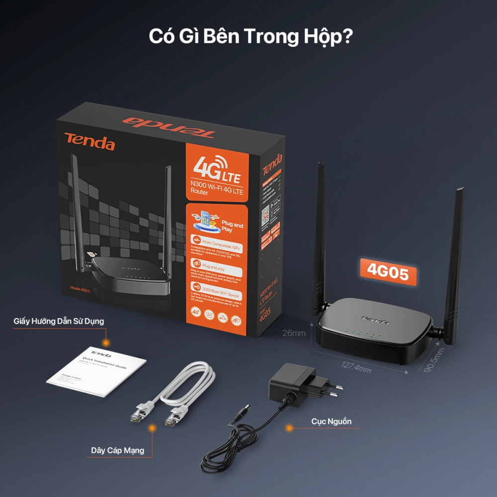 Router Wifi TENDA N300 (dùng sim 4g LTE 4G05)