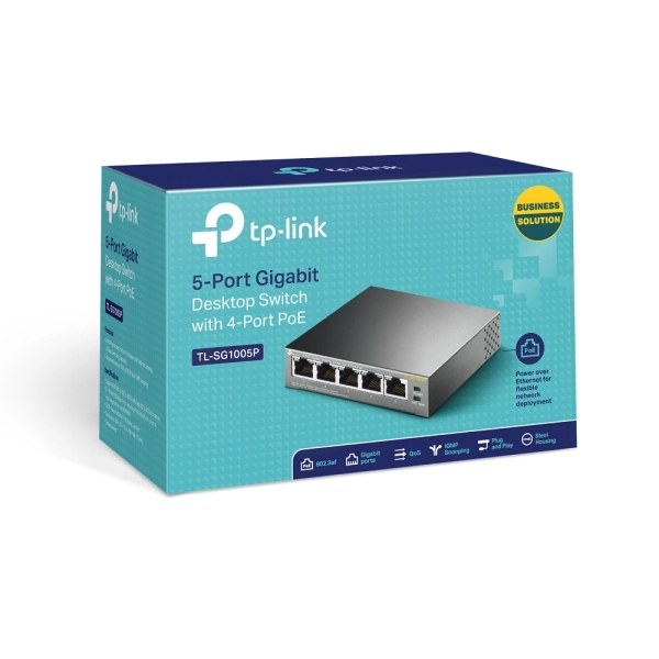 Bộ chia tín hiệu Để Bàn/ Gắn Tường 5 Cổng Gigabit với 4 Cổng PoE+ TP-Link TL-SG1005P