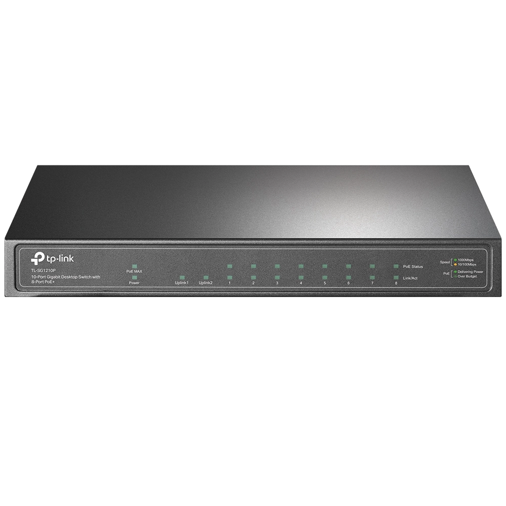 Bộ chia tín hiệu Để Bàn/ Gắn Tường 10 Cổng Gigabit với 8 Cổng PoE+ TP-Link TL-SG1210P