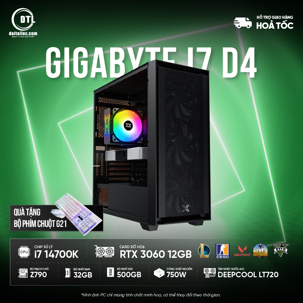 PC GAMING GIGABYTE I7 14700K | 3060 12GB | 32GB D4 | 500GB M2 | Z790 D DDR4