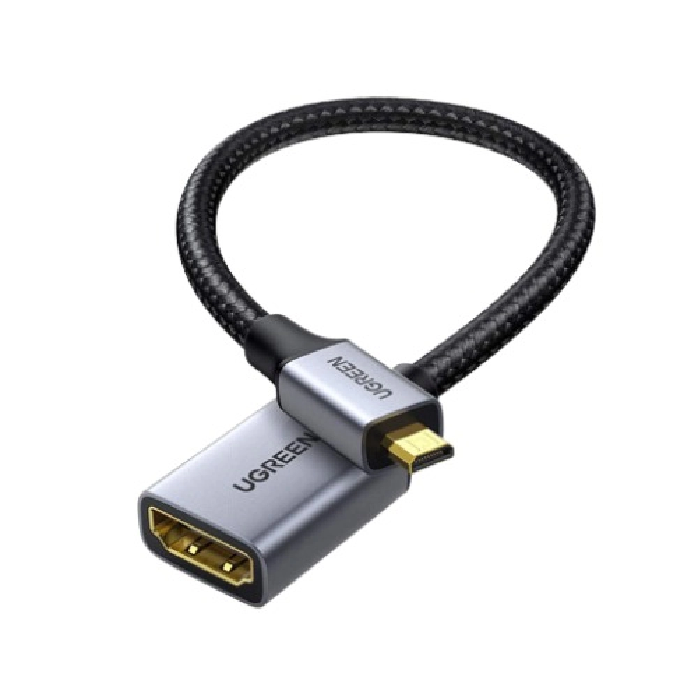 Cáp chuyển đổi Micro HDMI to HDMI 2.0 bện dù 4K 3D 1080P Ugreen 10553 cao cấp