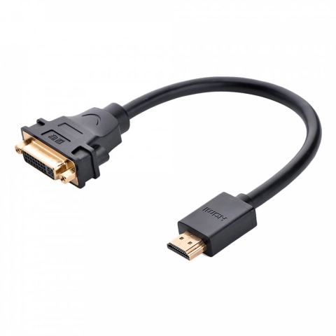 Cáp chuyển đổi HDMI đực sang DVI-I (24+5) cái dài 20Cm UGREEN 20136 (màu đen)