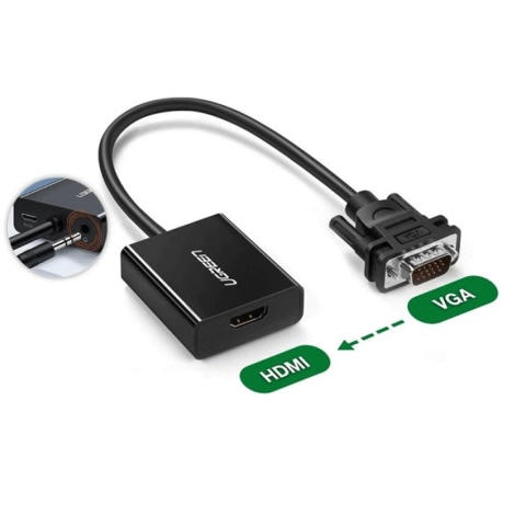 Cáp Chuyển VGA sang HDMI+Audio dài 30cm (có cổng trợ nguồn USB type C) (CM513) Ugreen 50945