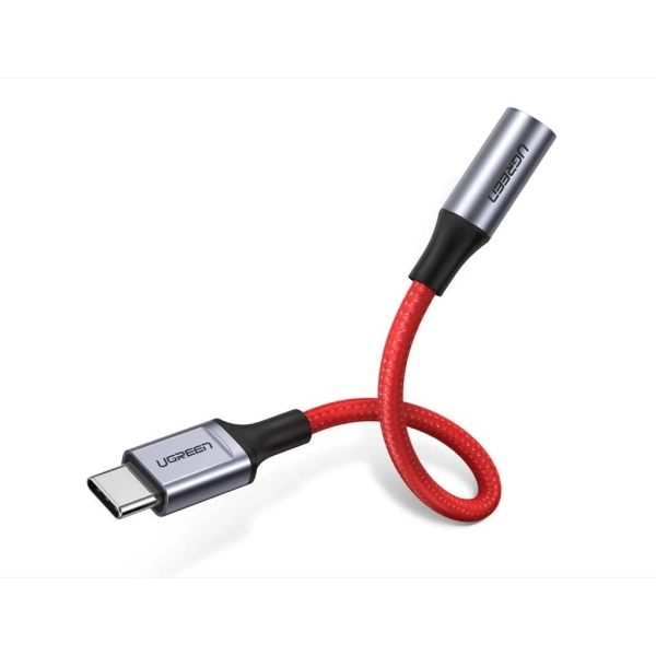 Cáp chuyển đổi USB Type C sang 3.5mm dây Đỏ có chip DAC (AV161) Ugreen 70859