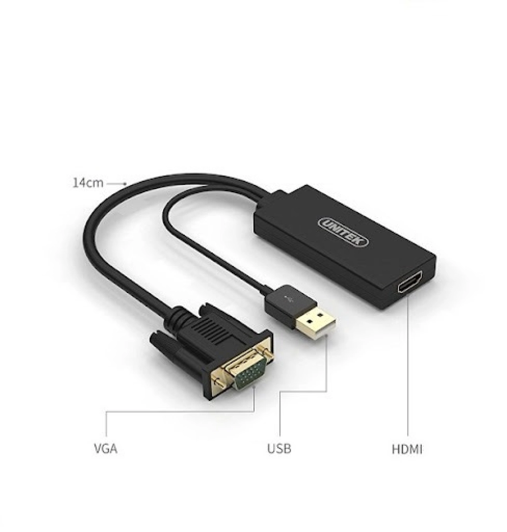 Cáp VGA to HDMI Unitek 15CM V112ABK