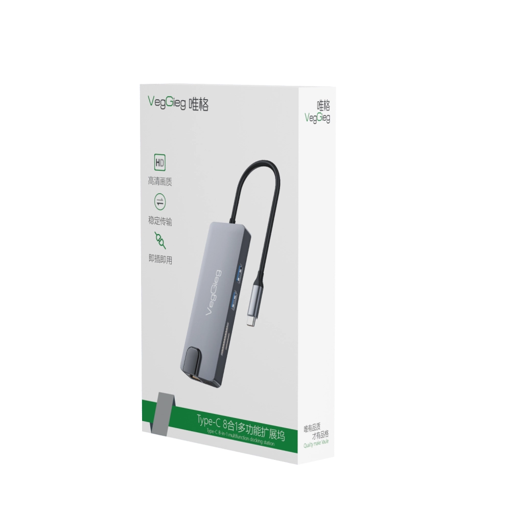 BỘ CHUYỂN ĐỔI USB Type C SANG HDMI+3xUSB 3.0+PD VEGGIEG V-TC05H