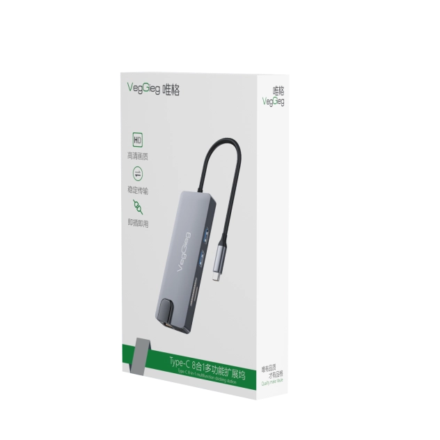 BỘ CHUYỂN ĐỔI USB Type C SANG HDMI+3xUSB 3.0+PD VEGGIEG V-TC05H