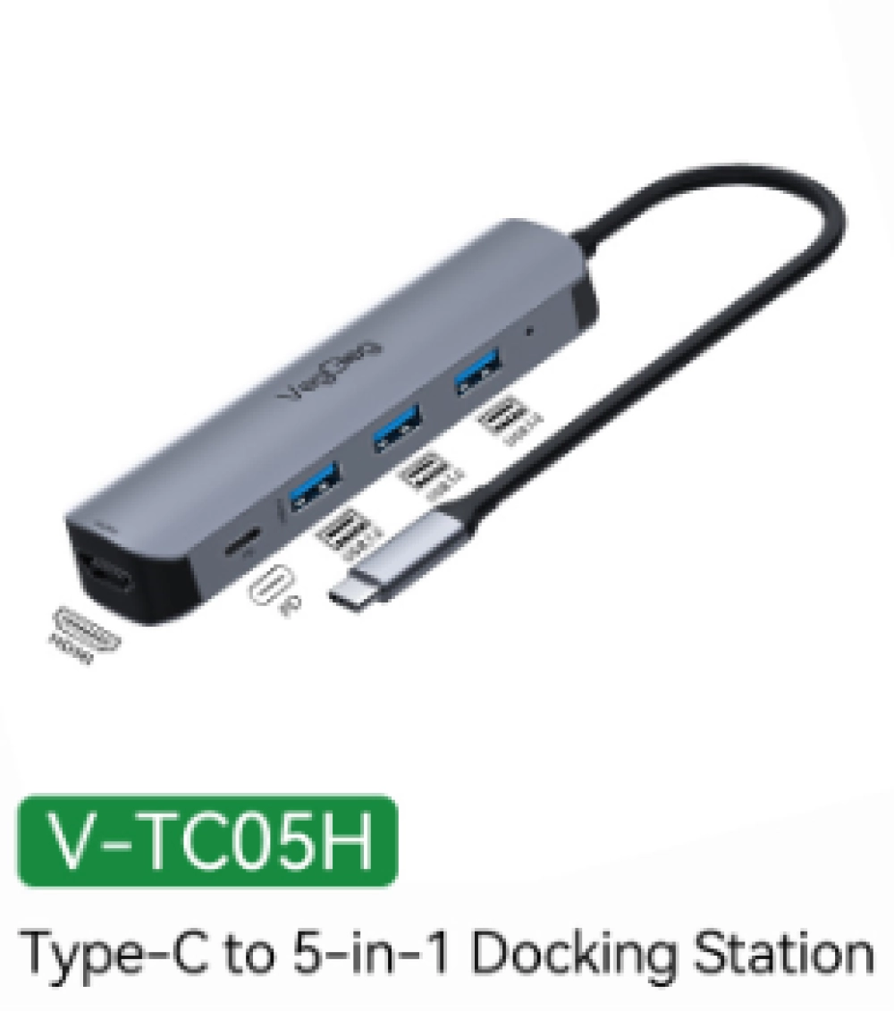 BỘ CHUYỂN ĐỔI USB Type C SANG HDMI+3xUSB 3.0+PD VEGGIEG V-TC05H