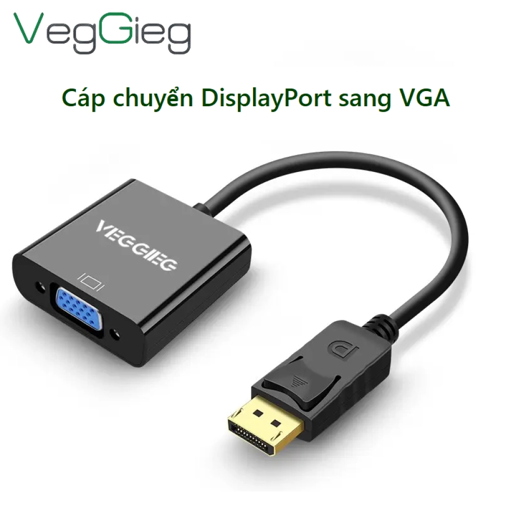 CÁP CHUYỂN DISPLAYPORT SANG  VGA MÀU ĐEN VEGGIEG V-Z615