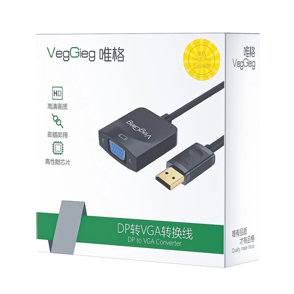 CÁP CHUYỂN DISPLAYPORT SANG  VGA MÀU ĐEN VEGGIEG V-Z615