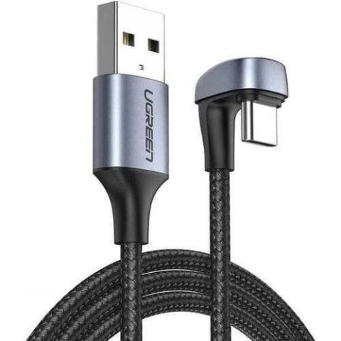 Cáp chuyển USB2.0-A đến cáp USB-C góc cạnh Vỏ nhôm với bện 1m (Đen) UGREEN 70313