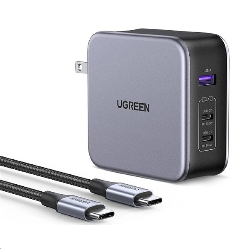 Củ sạc nhanh Nexode 140W GaN PD3.1, 2 USB Type-C và 1 USB Type-A Ugreen 90548 cao cấp (US)