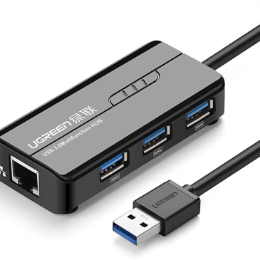 (HUB) Bộ chia 1 USB ra 3 cổng USB 3.0 tích hợp cổng LAN 10/100 /1000Mbps Ugreen 20265