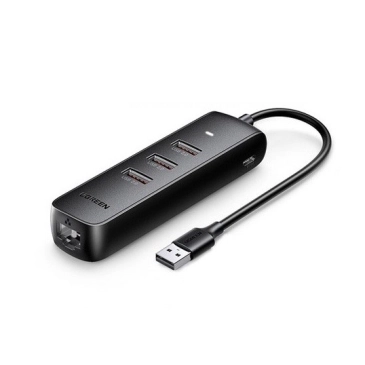 Hub chia USB 2.0 ra 3 cổng USB 2.0 + Lan 100Mbps Ugreen 20984 cao cấp (hỗ trợ nguồn USB Type-C)