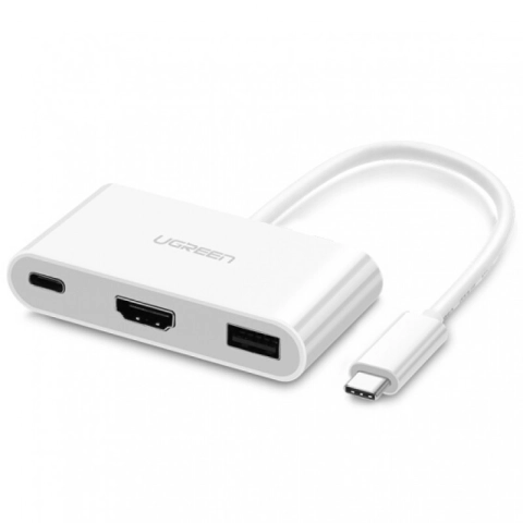 Bộ chuyển đổi USB Type C sang USB 3.0 + HDMI + USB Type C UGREEN 30377 (Màu trắng)