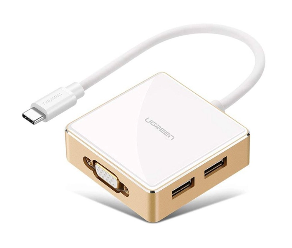 Bộ chuyển đổi USB type C sang VGA cùng Hub USB 1 cổng 3.0 và 2 cổng 2.0 hỗ trợ cổng sạc Macbook USB - C UGREEN US183 30442 