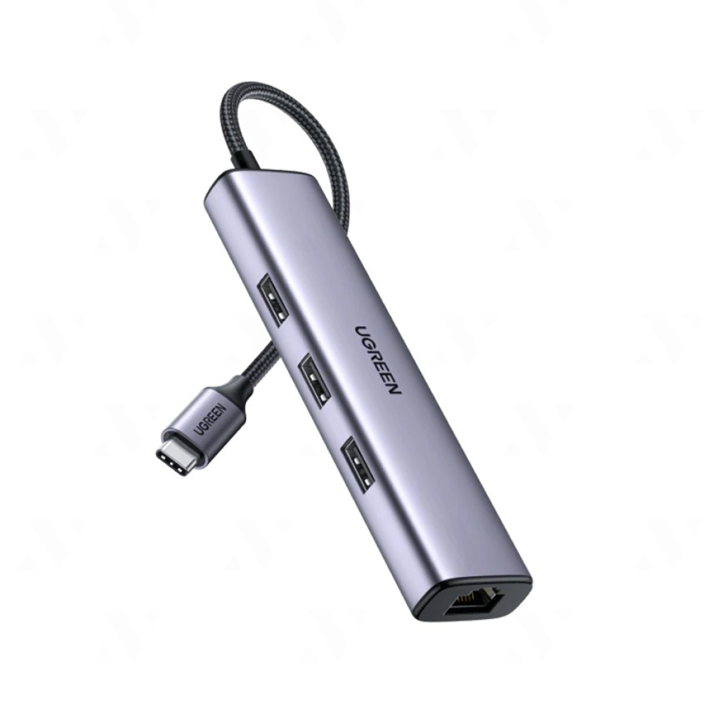 Hub chia USB Type-C to 3 cổng USB 3.0 Type-A kèm Lan Gigabit, vỏ nhôm chính hãng Ugreen 60600 