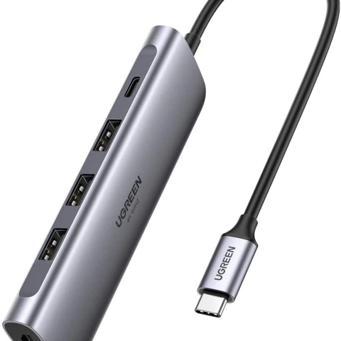 Thiết bị mở rộng 5 in 1 USB type-C sang HDMI 4K@60Hz/ Hub USB 3.0/ PD 100W Ugreen 70495