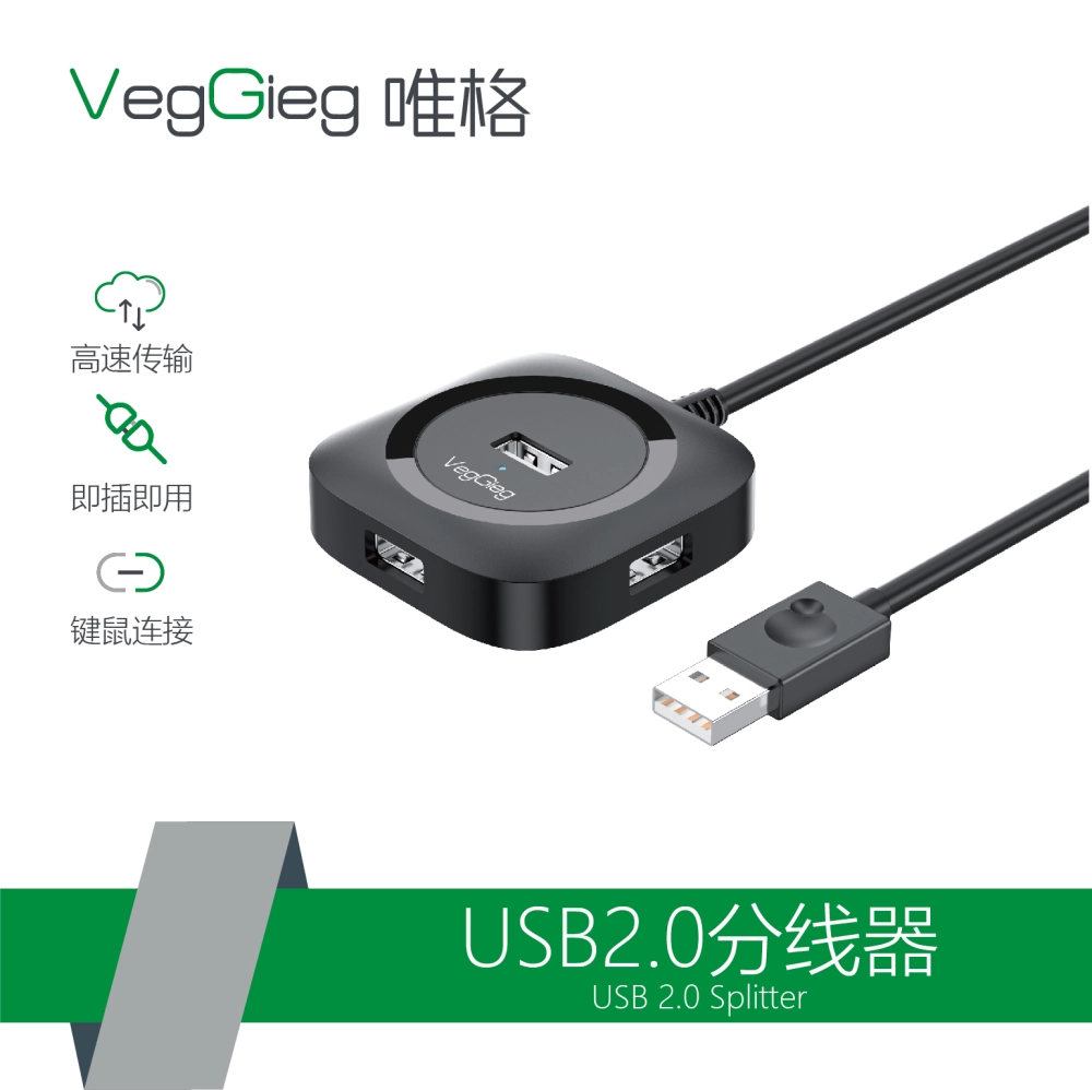  BỘ CHIA HUB USB 2.0 4 CỔNG CÓ HỖ TRỢ NGUỒN NGOÀI VEGGIEG V-U2406