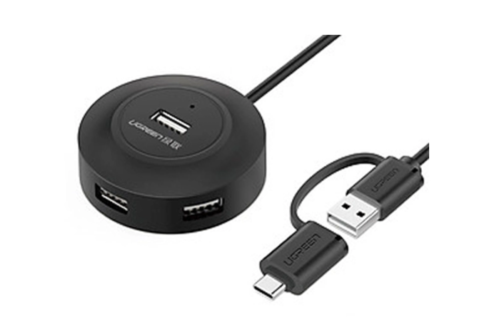 Bộ chia USB dài 4 cồng USB 2.0 Ugreen 20295 có đèn LED màu đen CR106