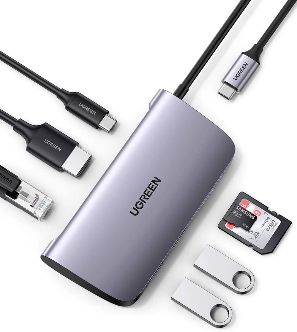 Bộ chuyển đổi Type-C sang HDMI, Lan, USB 3.0, SD/TF Ugreen 50852