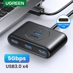 Bộ Hub chia cổng 4 cổng USB 3.0 cáp dài 1,5M Ugreen 30218 cao cấp (Màu Đen)
