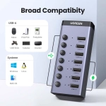 Hub USB 3.0 7 cổng Ugreen với cáp đực USB-B sang USB 3.0 EU 90305