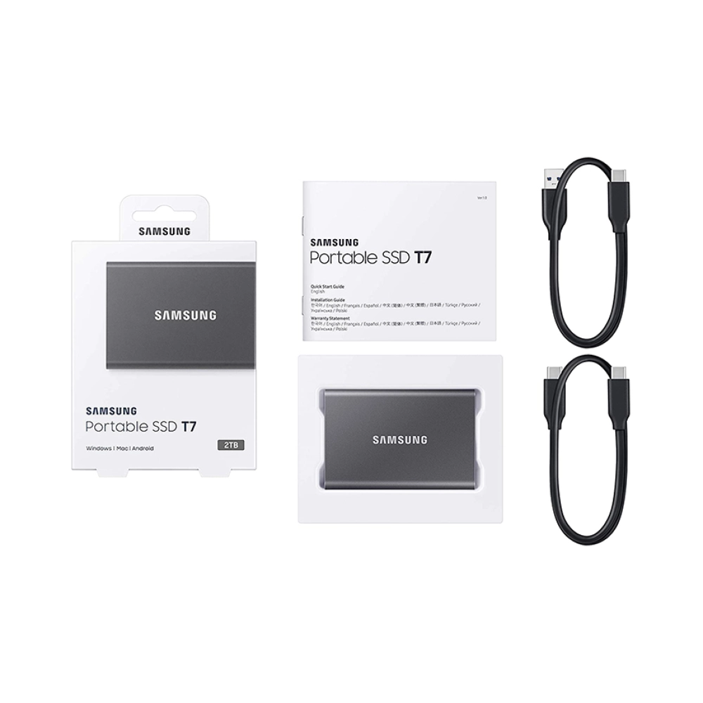 Ổ cứng di động SSD Samsung T7 Portable 2Tb USB3.2 (Màu xám)