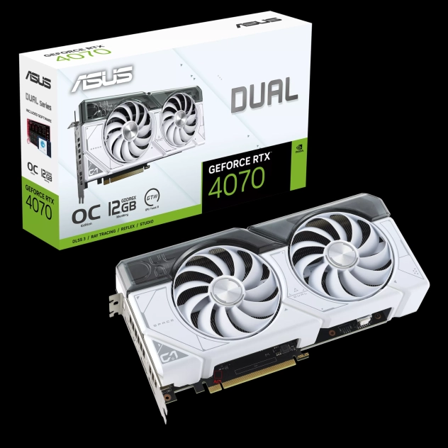 Card màn hình VGA ASUS Dual GeForce RTX 4070 White OC Edition 12GB GDDR6X (DUAL-RTX4070-O12G-WHITE)