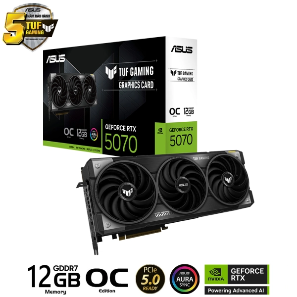 Card màn hình VGA Asus TUF Gaming RTX 5070 12GB GDDR7 OC Edition