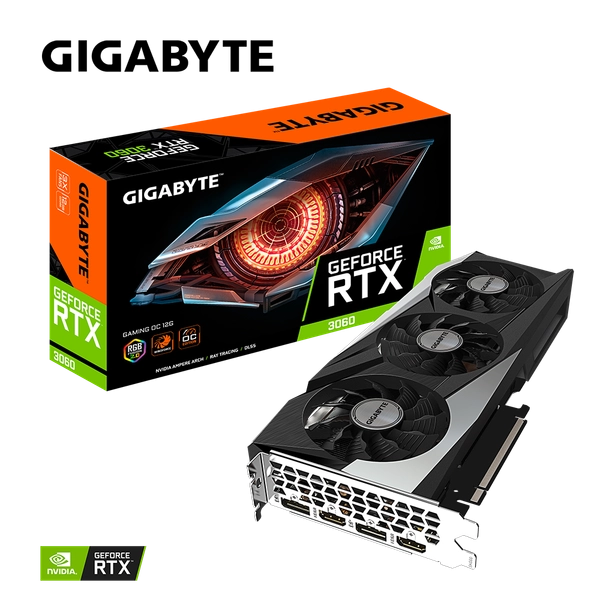 Card màn hình VGA Gigabyte RTX 3060 12GB GDDR6 Gaming OC V2 (GV-N3060GAMING OC-12GBD) (rev. 2.0)