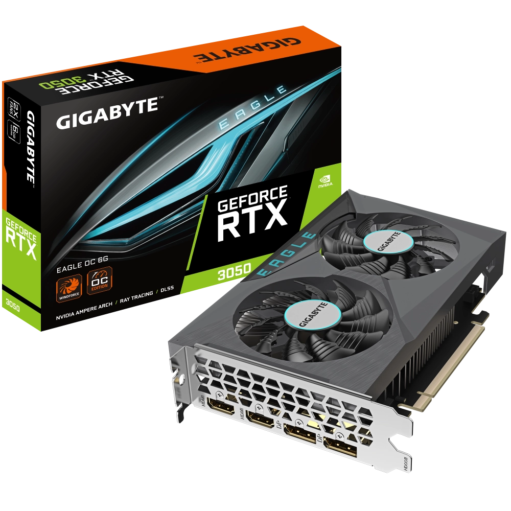 Card màn hình VGA GIGABYTE GeForce RTX 3050 EAGLE OC 6G (GV-N3050EAGLE OC-6GD)