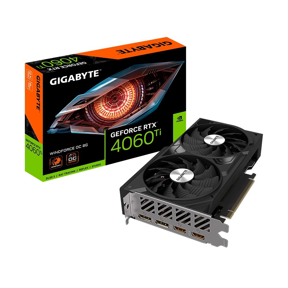 Card màn hình VGA Gigabyte GeForce RTX 4060 Ti WindForce OC 8G (GV-N406TWF2OC-8GD)