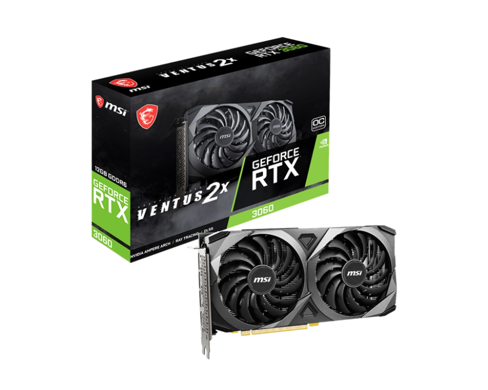 Card màn hình VGA VGA MSI RTX 3060 12GB GDDR6 Ventus 2X OC LHR (GeForce RTX 3060 VENTUS 2X 12GB OC LHR)