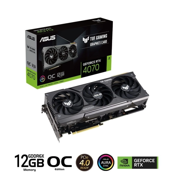 VGA Asus RTX 4070 12GB GDDR6X TUF Gaming OC 3 Fan (TUF-RTX4070-O12G-GAMING)