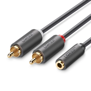 Cáp Audio (âm thanh) 3.5mm (ÂM) ra 2 RCA (hoa sen) dài 20cm mạ vàng 24k (AV102) Ugreen 10561