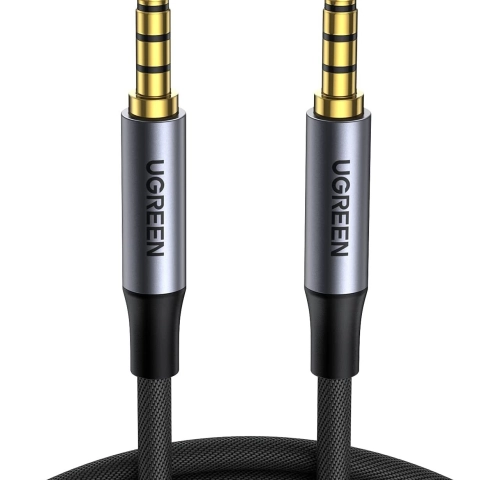 Cáp âm thanh AUX 3.5mm 2 đầu dương 4 cực dài 2M bện nylon hỗ trợ mic Ugreen 20782 cao cấp
