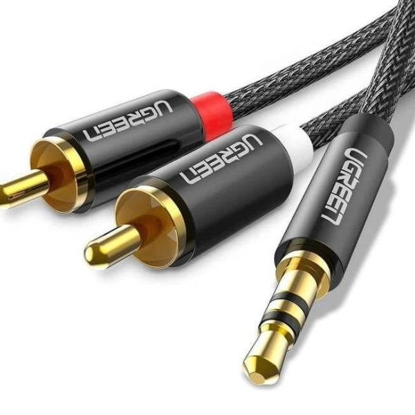 Cáp Audio (âm thanh) 3.5mm ra 2 đầu RCA (bông sen) dài 2M (AV116) Ugreen 60241