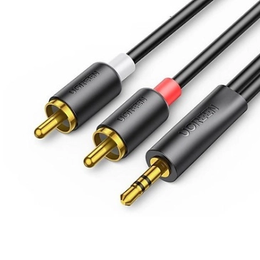 Cáp audio (âm thanh) 3.5mm sang 2 đầu RCA (bông sen) dài 0.5M (AV195) Ugreen 90244