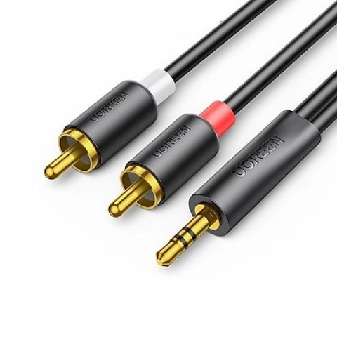 Cáp audio (âm thanh) 3.5mm sang 2 đầu RCA (bông sen) dài 0.5M (AV195) Ugreen 90244