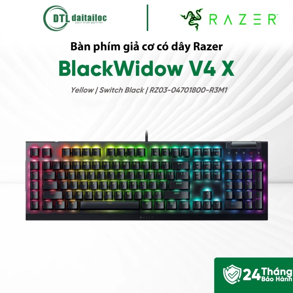 Bàn phím cơ có dây Razer BlackWidow V4 X - Yellow Switch Black RZ03-04701800-R3M1