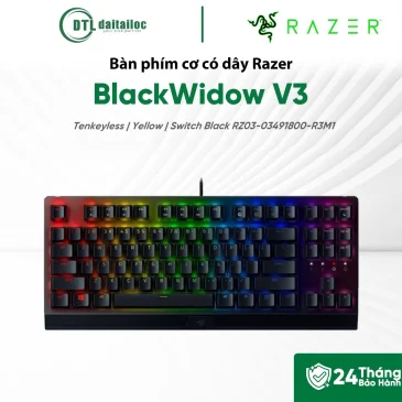 Bàn phím cơ có dây Razer TKL BlackWidow V3 Tenkeyless Yellow Switch Black