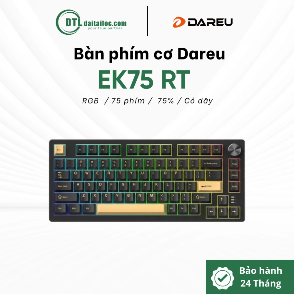 Bàn phím cơ có dây gaming Dare-u EK75 RT Black (Rapid Trigger)