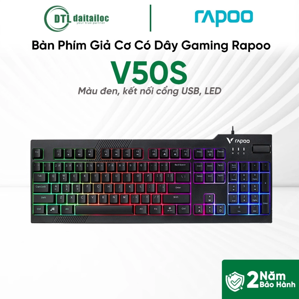 Bàn Phím Giả Cơ Có Dây Gaming Rapoo V50S LED