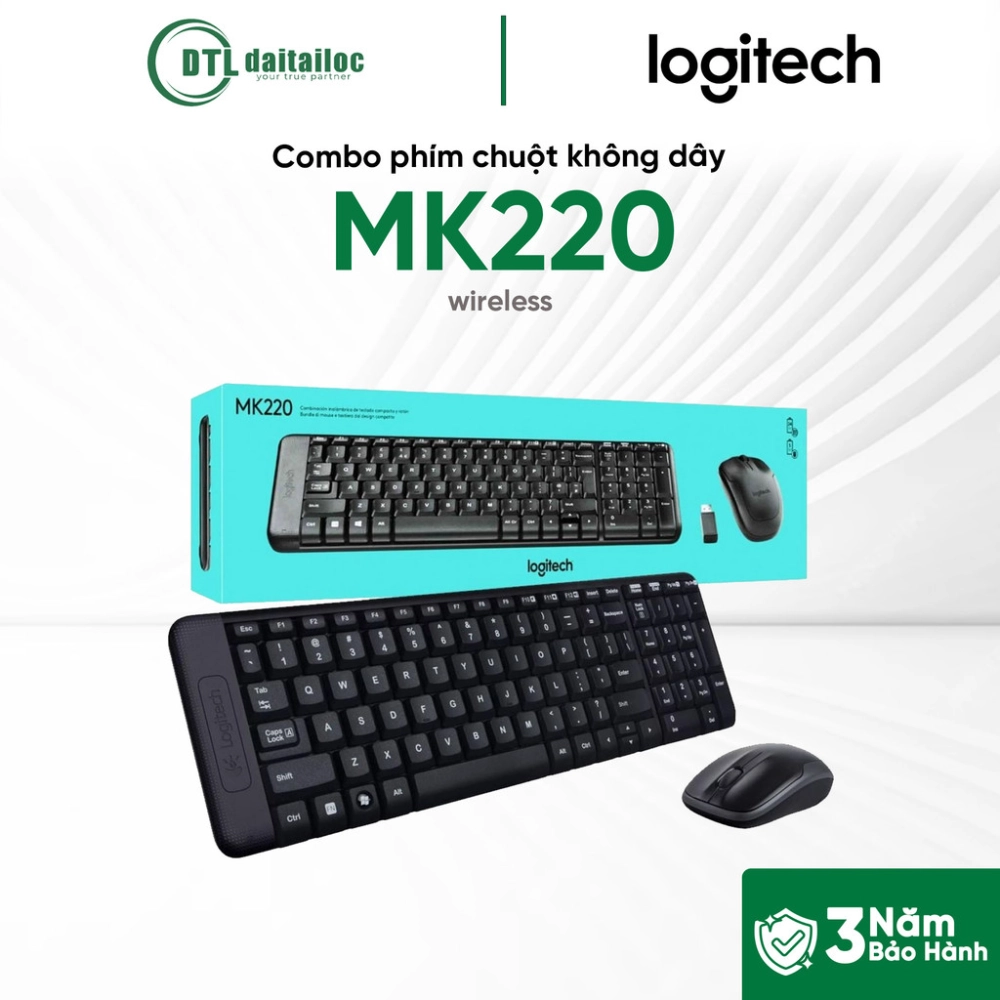 Combo Phím Chuột Không Dây Logitech MK220 Chính Hãng (Đen)