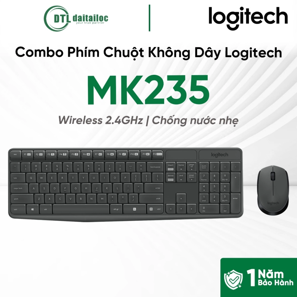 Bộ Phím Chuột Không Dây Logitech MK235