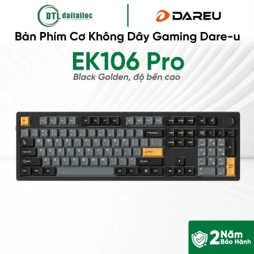 Bàn Phím Cơ Không Dây Gaming Dare-u EK106 Pro Black Golden Led