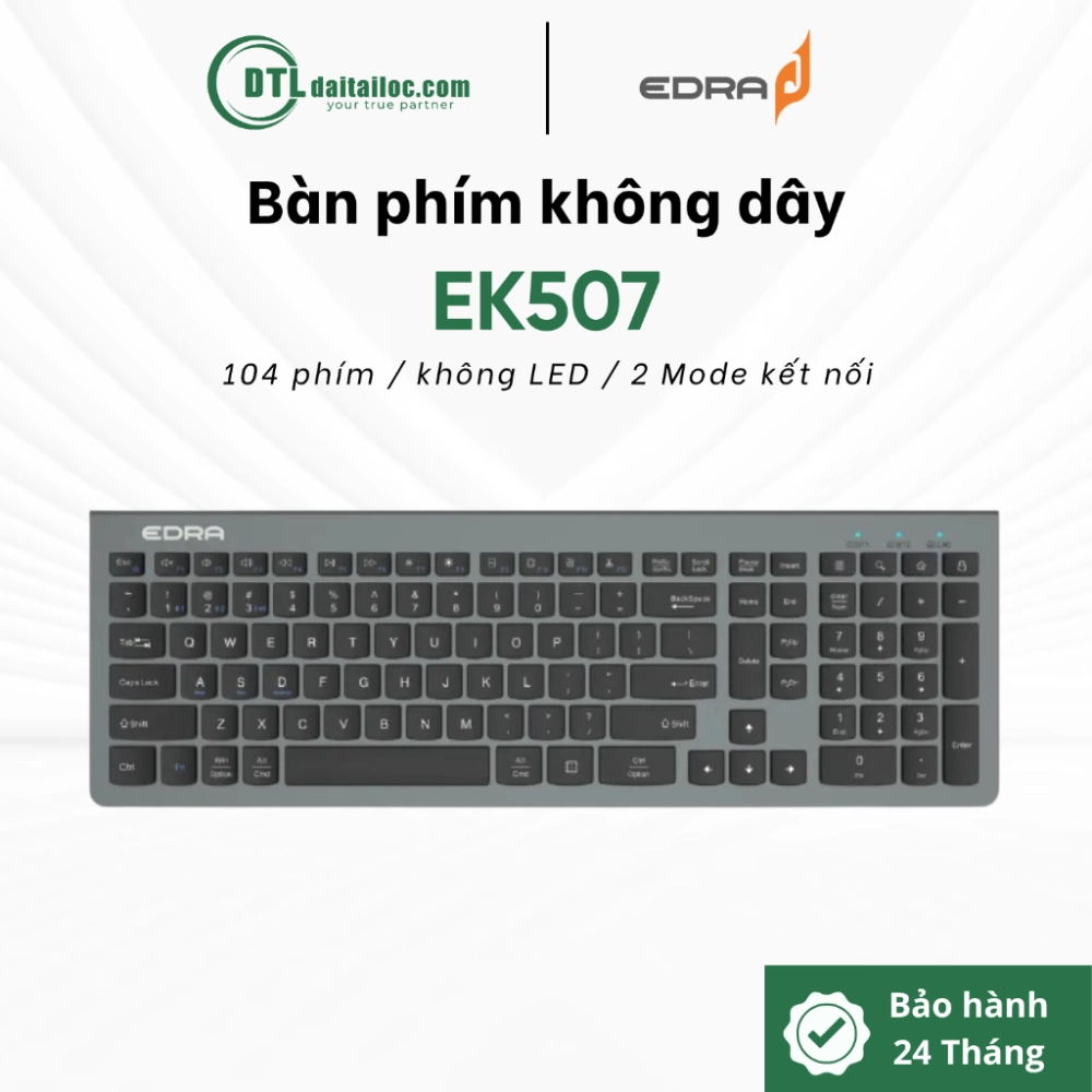 Bàn phím không dây bluetooth E-dra EK507 (Slilent)